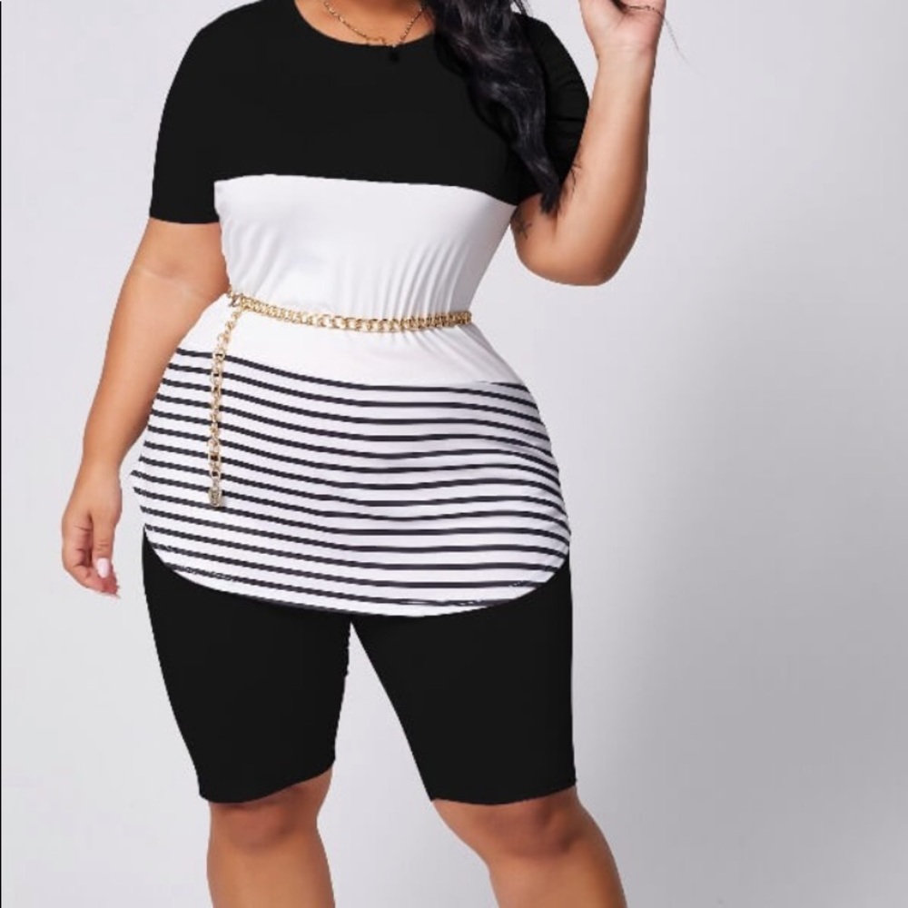 White & black short set